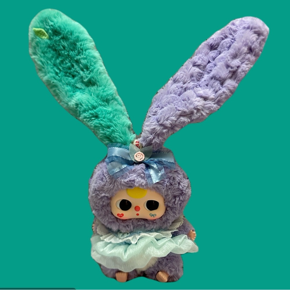 Baby Three Lily Plush Bunny Doll with Purple and Green Ears
